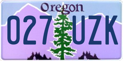 OR license plate 027UZK