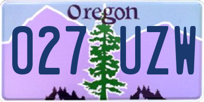 OR license plate 027UZW