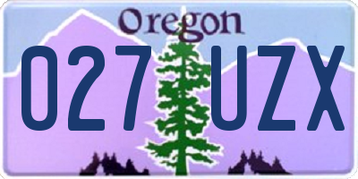 OR license plate 027UZX