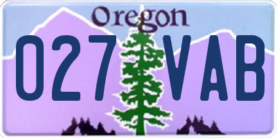 OR license plate 027VAB