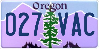 OR license plate 027VAC
