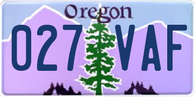 OR license plate 027VAF
