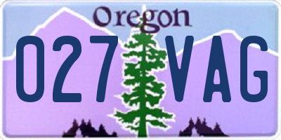 OR license plate 027VAG