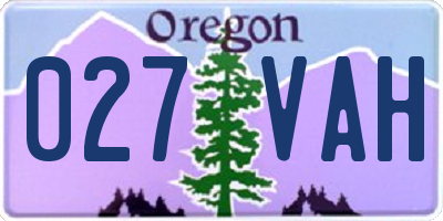 OR license plate 027VAH