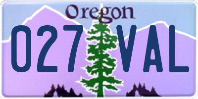 OR license plate 027VAL