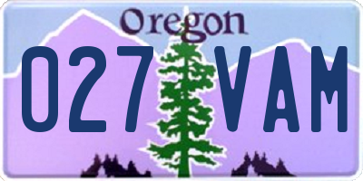 OR license plate 027VAM