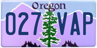 OR license plate 027VAP