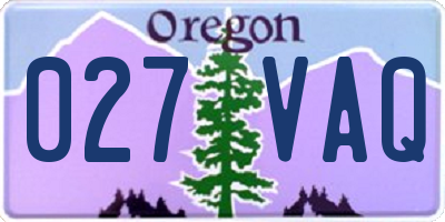 OR license plate 027VAQ