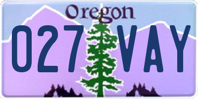 OR license plate 027VAY