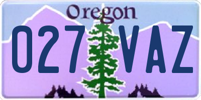 OR license plate 027VAZ