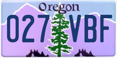 OR license plate 027VBF