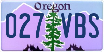 OR license plate 027VBS
