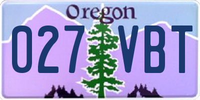 OR license plate 027VBT