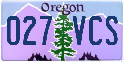 OR license plate 027VCS