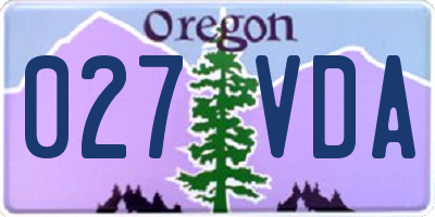 OR license plate 027VDA