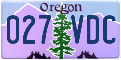 OR license plate 027VDC