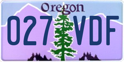 OR license plate 027VDF