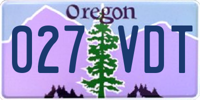 OR license plate 027VDT