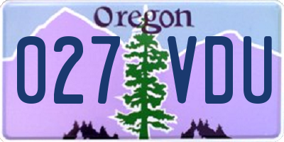 OR license plate 027VDU