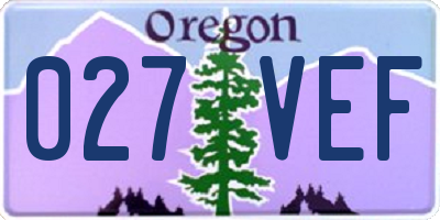 OR license plate 027VEF