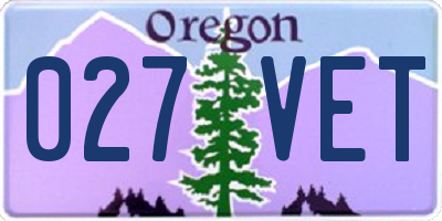 OR license plate 027VET