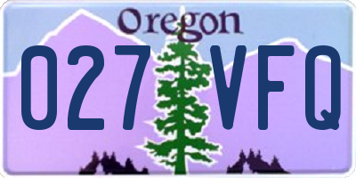 OR license plate 027VFQ