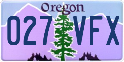 OR license plate 027VFX