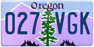 OR license plate 027VGK