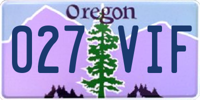 OR license plate 027VIF