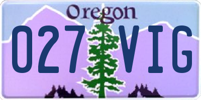 OR license plate 027VIG