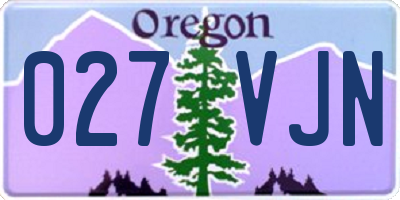 OR license plate 027VJN