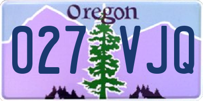 OR license plate 027VJQ