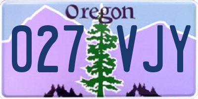 OR license plate 027VJY