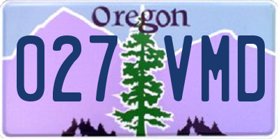 OR license plate 027VMD