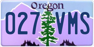 OR license plate 027VMS