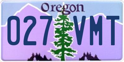 OR license plate 027VMT