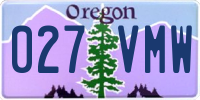 OR license plate 027VMW