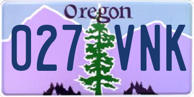 OR license plate 027VNK