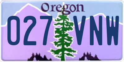 OR license plate 027VNW