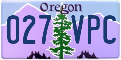 OR license plate 027VPC