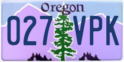 OR license plate 027VPK