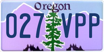 OR license plate 027VPP