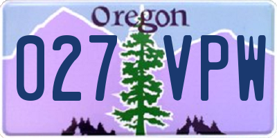 OR license plate 027VPW