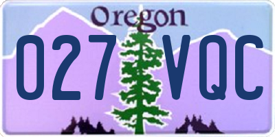 OR license plate 027VQC