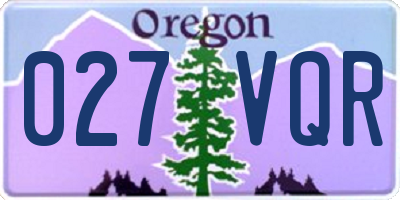 OR license plate 027VQR