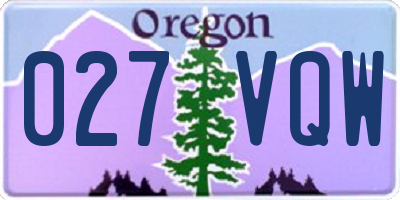 OR license plate 027VQW