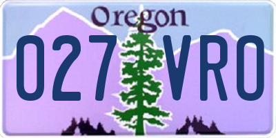 OR license plate 027VRO