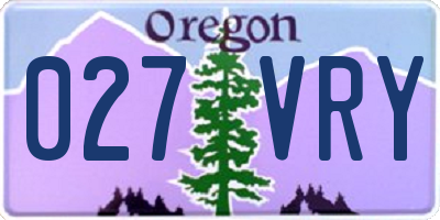 OR license plate 027VRY