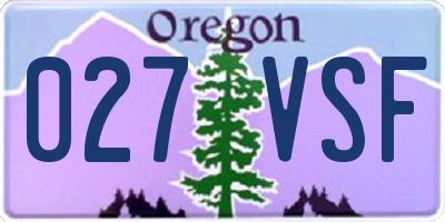 OR license plate 027VSF