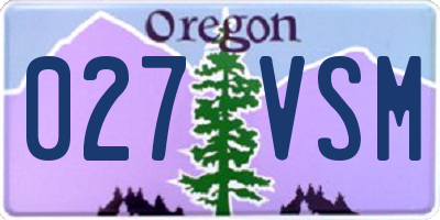 OR license plate 027VSM